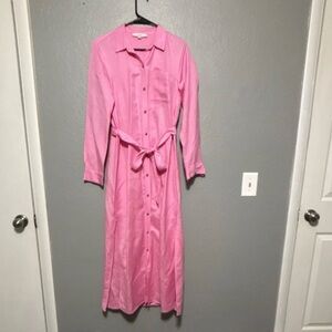 LOFT Pink Long Sleeve Maxi Dress